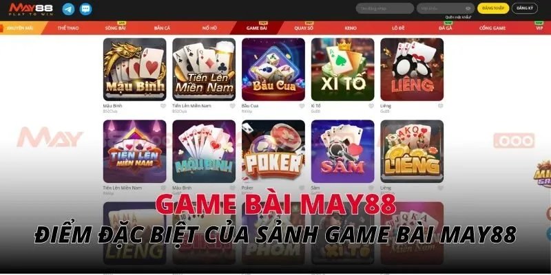 Điểm đặc biệt của sảnh chơi game bài MAY88